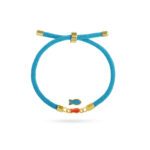 دستبند طلا بنددار با پلاک ماهی دو رنگ