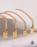 آویز طلا پاپیون با دستبند تنیسی - Image 3