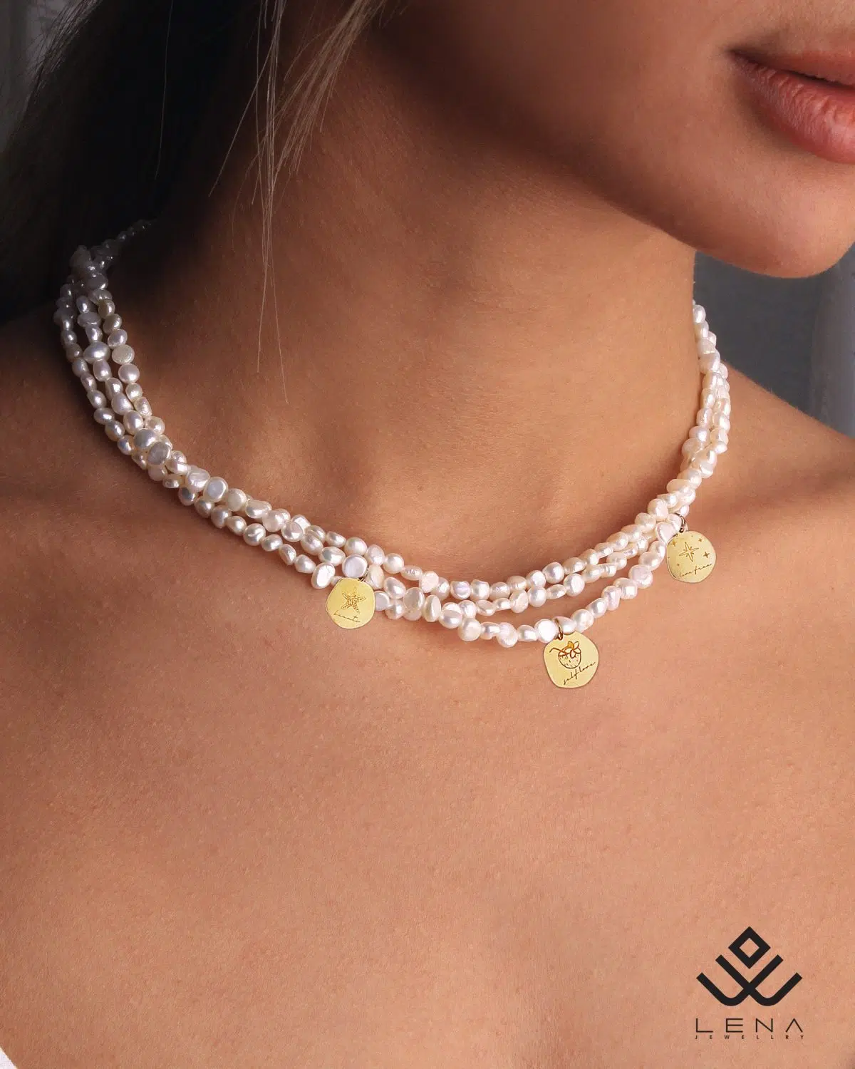 گردنبند طلا و مروارید سکه ای با طرح ستاره - Image 3