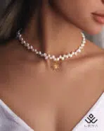 گردنبند طلا و مروارید خورشید - Image 2