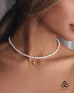 گردنبند طلا و مروارید گل - Image 2