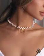 گردنبند طلا و مروارید دلفین - Image 2