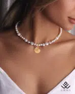 گردنبند طلا و مروارید آفتابگردان - Image 2
