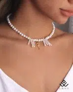 گردنبند طلا و مروارید باروک با آویز اسب آبی - Image 2