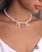 گردنبند طلا و مروارید باروک با اسب آبی - Image 2