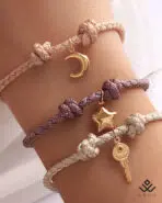 دستبند طلا بنددار با آویز ستاره - Image 2