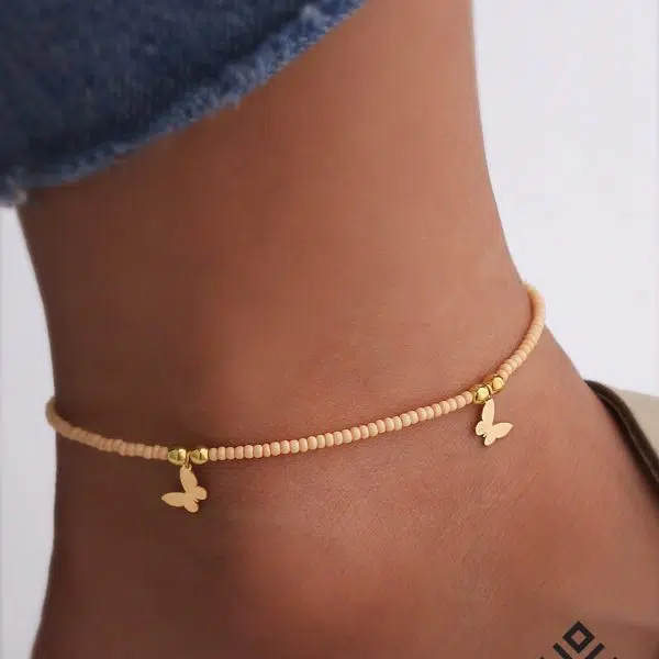 پابند طلا منجوق و پروانه