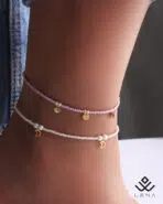 پابند طلا و منجوق سکه با حک Love - Image 3