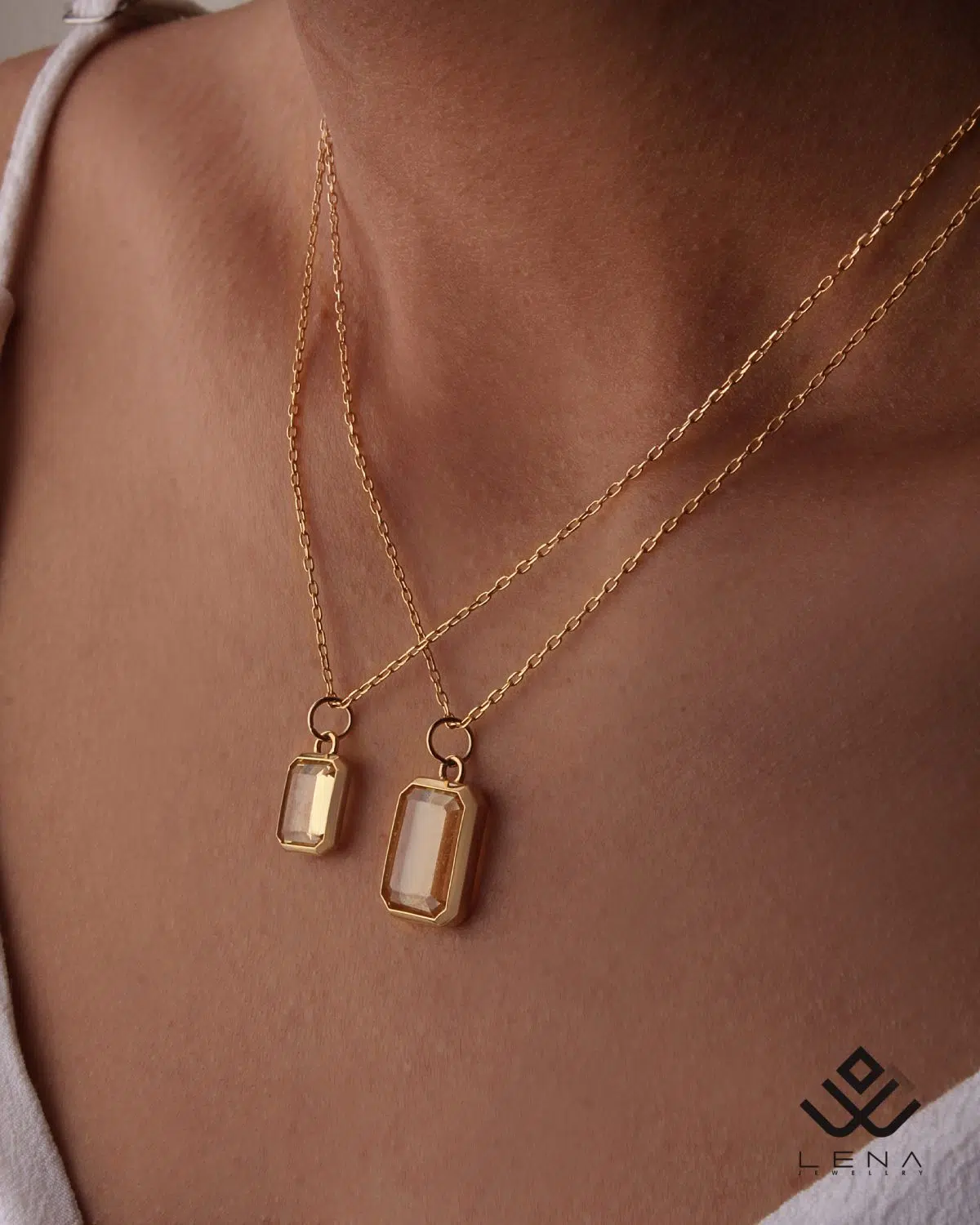 آویز طلا با سنگ زرد کوچک - Image 2