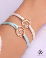 دستبند طلا بنددار حرف S با بند ماکارون - Image 2