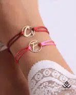 دستبند طلا بنددار حرف F با بند ماکارون - Image 2