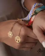 دستبند طلا و میوکی با آویز درخت قلبی - Image 4