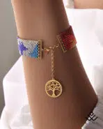 دستبند طلا و میوکی با آویز درخت قلبی - Image 2