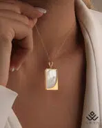 آویز طلا مستطیلی صدفی بزرگ - Image 4