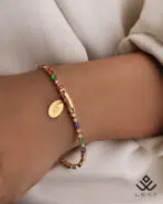 آویز طلا حک گل با دستبند تنیسی - Image 2