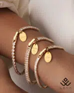 آویز طلا حک Miracle با دستبند تنیسی - Image 4