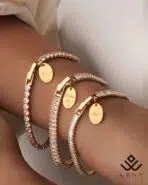 آویز طلا حک Angel با دستبند تنیسی - Image 4