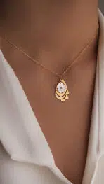 آویز طلا مامان با گل صدفی - Image 2