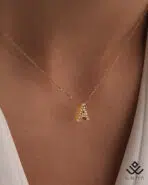 گردنبند طلا حرف A نگین دار - Image 2