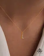 گردنبند طلا حرف L نگین دار - Image 2