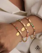 آویز طلا حک گل با دستبند تنیسی - Image 6
