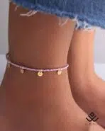 پابند طلا و منجوق سکه با حک Love - Image 2