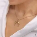 گردنبند طلا هلال ماه شیار دار - Image 2
