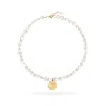 گردنبند طلا و مروارید سکه ای با طرح لیمو