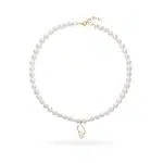 گردنبند طلا و مروارید با آویز گوش ماهی