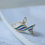 آویز طلا ماهی میناکاری