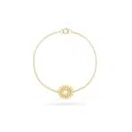 دستبند طلا آفتابگردان با مروارید تک