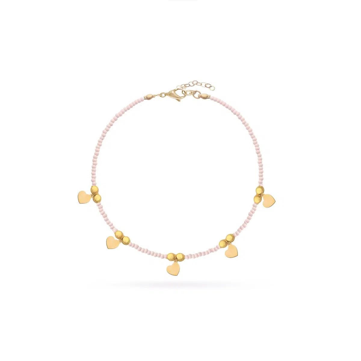 پابند طلا منجوقی با پلاک قلب - Image 1