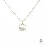 آویز طلا گل رز صدفی دایره‌ای