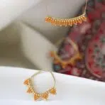 گوشواره طلا و میوکی لوزی نارنجی - Image 2