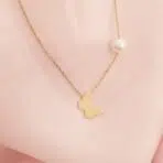 گردنبند طلا پروانه و مروارید - Image 2