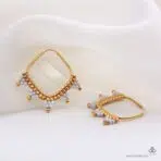 گوشواره طلا و میوکی لوزی سفید - Image 2