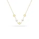 گردنبند طلا گل با مروارید