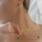 آویز طلا برگ انجیری میناکاری - Image 3