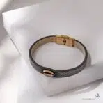 دستبند طلا و چرم هرمس - Image 2