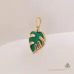 آویز طلا برگ انجیری میناکاری - Image 2