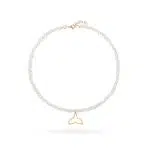 گردنبند طلا و مروارید با آویز دم وال