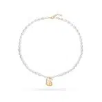 گردنبند طلا و مروارید با آویز قو