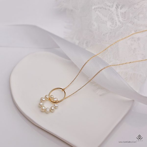 گردنبند طلا و مروارید دایره