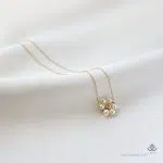 گردنبند طلا گل مرواریدی و گوی تراش