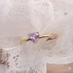 انگشتر طلا سولیتر قلب بنفش