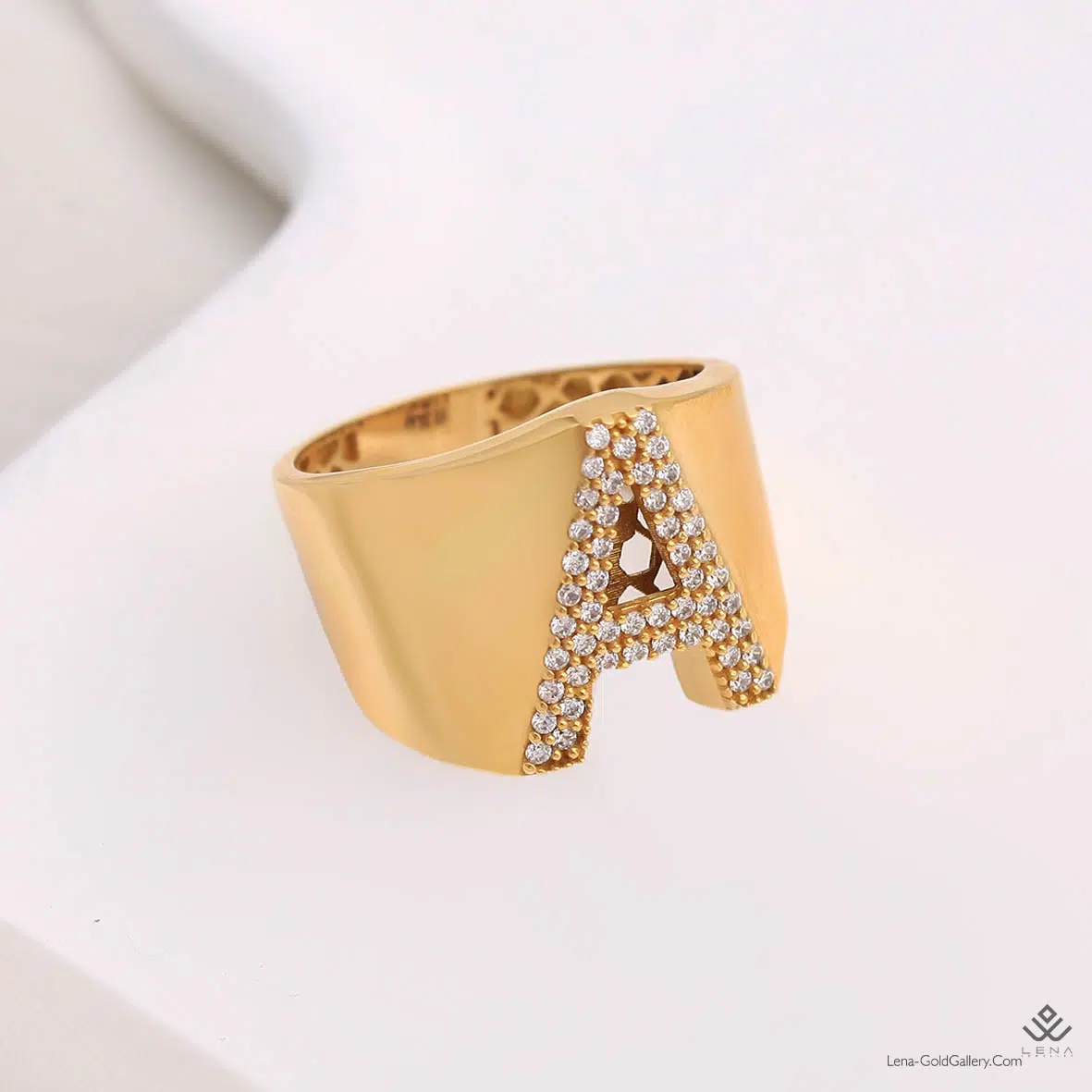 انگشتر طلا حرف A نگین دار - Image 2