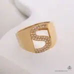 انگشتر طلا حرف S نگین دار - Image 2
