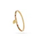 دستبند طلا تنیسی با آویز پلاک حک گل