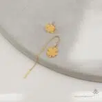 گوشواره طلا بخیه ای شبدر نگین دار - Image 2