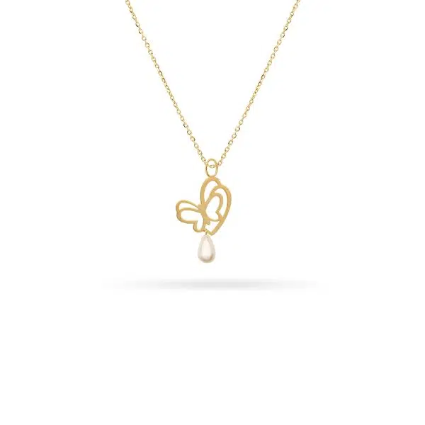 آویز طلا قلب پروانه با مارکو اشکی